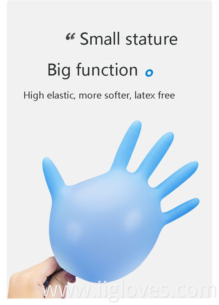 Blue Nitrile Gloves Powder Free Wear-resisting Oil Resistant Waterproof Food Production Works Gloves